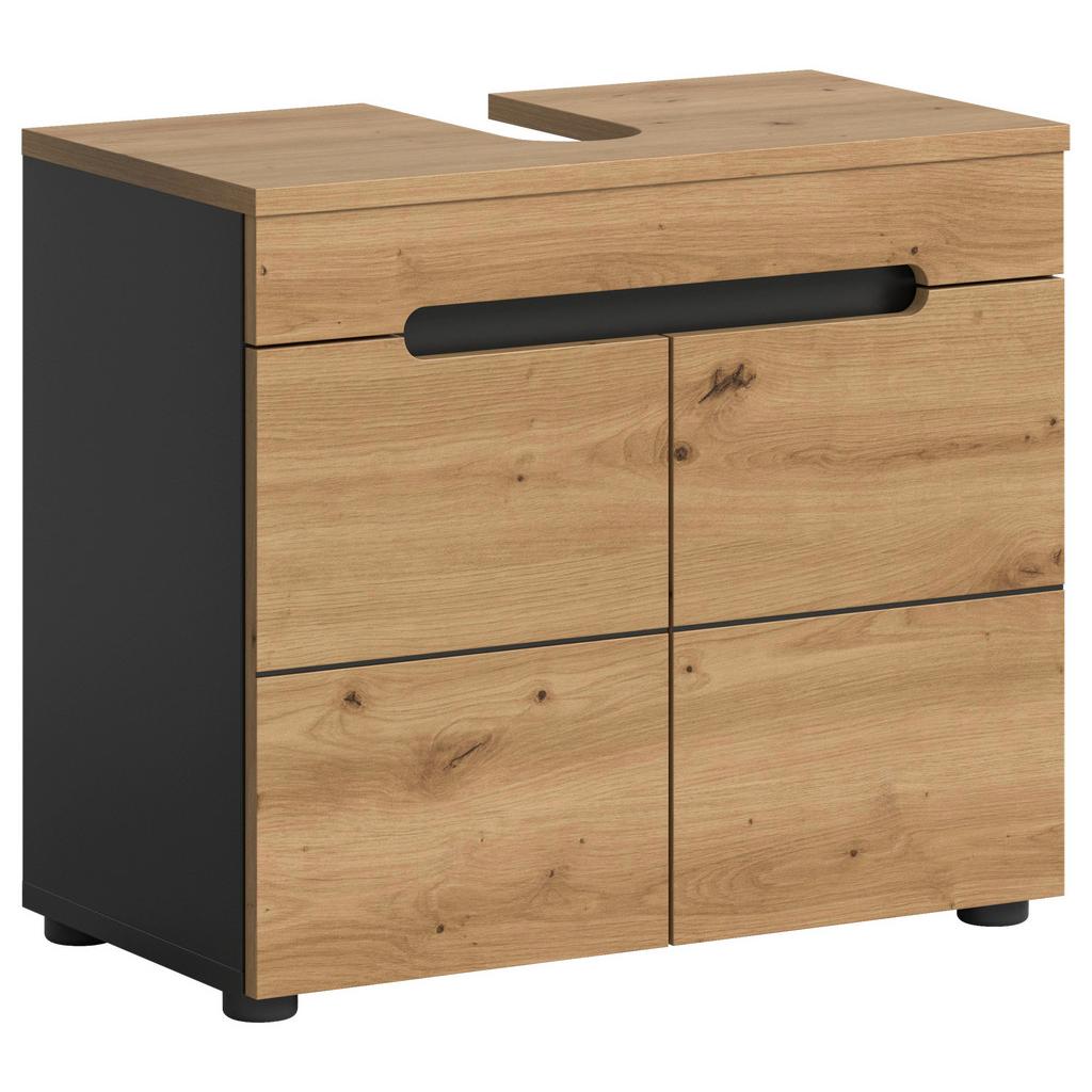 Waschbeckenunterschrank Canu Eiche Artisan Dekor Dunkelgrau