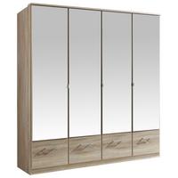 Drehtürenschrank Mit Spiegel 180cm Imago, Sägerau Dekor - Eichefarben, KONVENTIONELL, Glas/Holzwerkstoff (180/199/58cm) - MID.YOU
