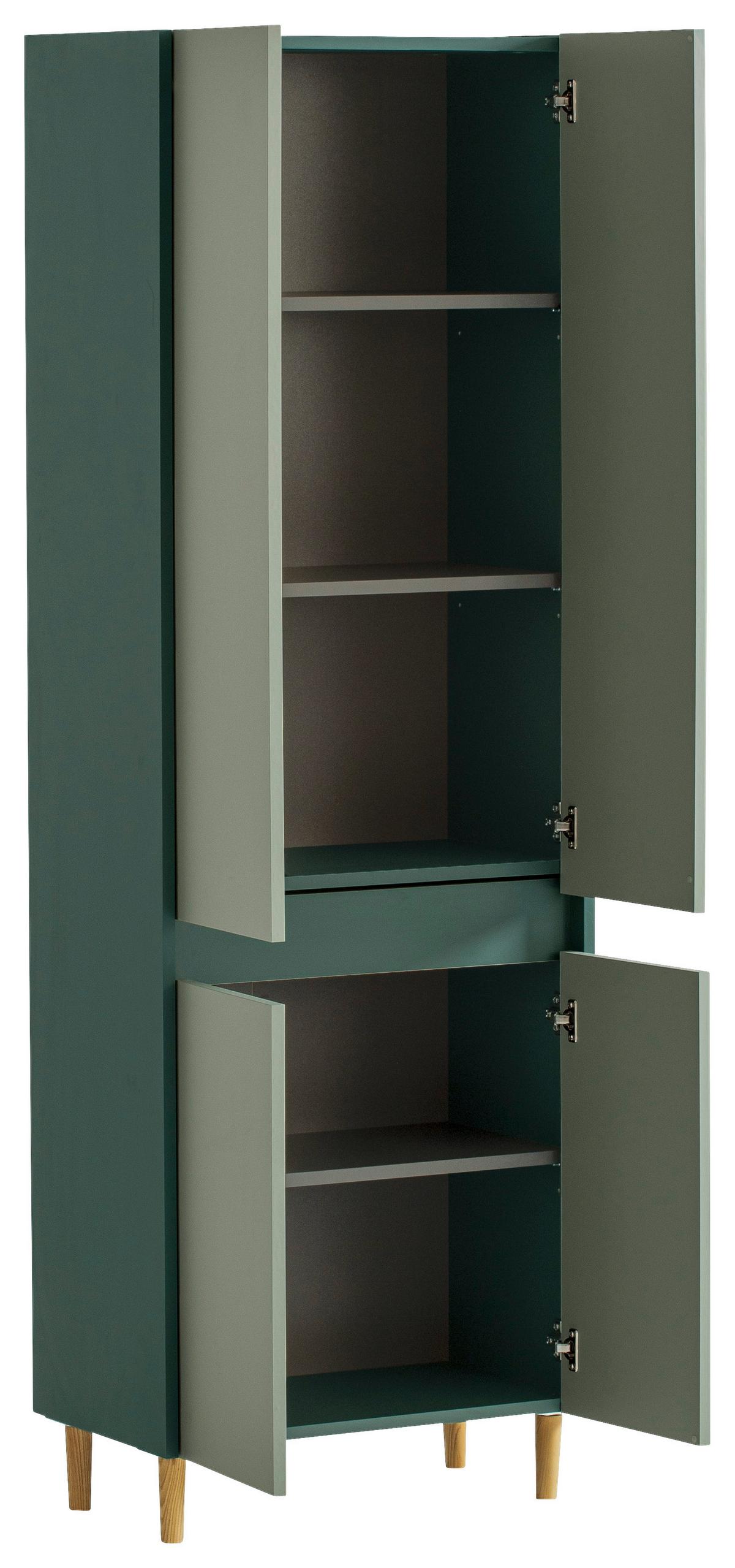 Hochschrank Lovis H 570 - Dunkelgrün/Eschefarben, MODERN, Holzwerkstoff (56,9/170,0/33,0cm) - MID.YOU