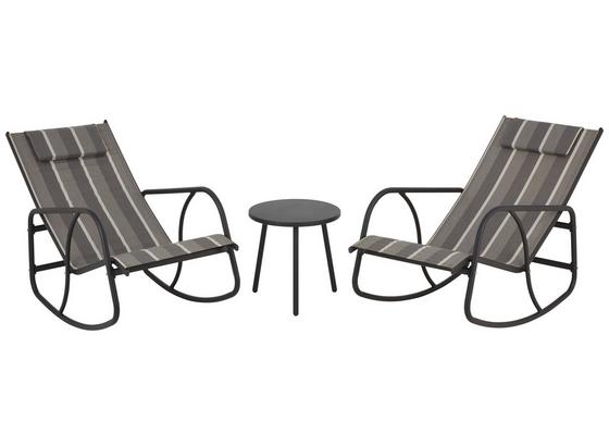 Balkonmöbel Set Sophie Stahl, Textilene - Schwarz/Weiß, MODERN, Textil/Metall - Ombra Balkonmöbel Set Sophie Stahl, Textilene - Schwarz/Weiß, MODERN, Textil/Metall - Ombra