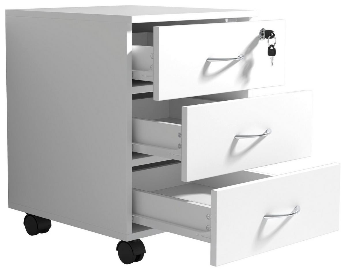 Rollcontainer Baula Weiß B: 40 Cm - Weiß, Design, Holzwerkstoff/Kunststoff (40/54/44cm) - MID.YOU