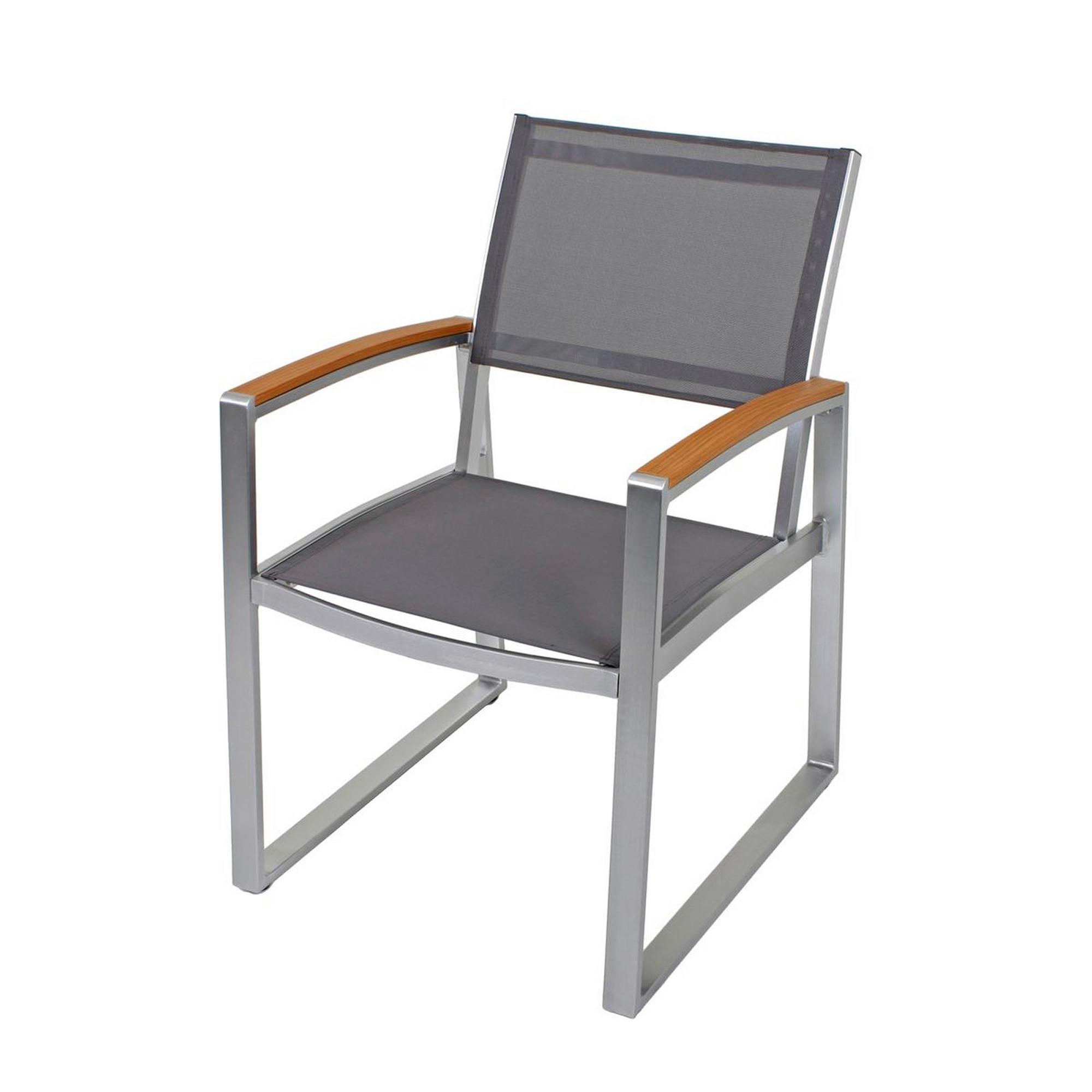 Gartensessel Stapelbar Ava 2er-Set Aluminium/Kunststoff - Hellbraun/Dunkelgrau, Basics, Kunststoff/Metall (56/84/66cm) - Gardenson