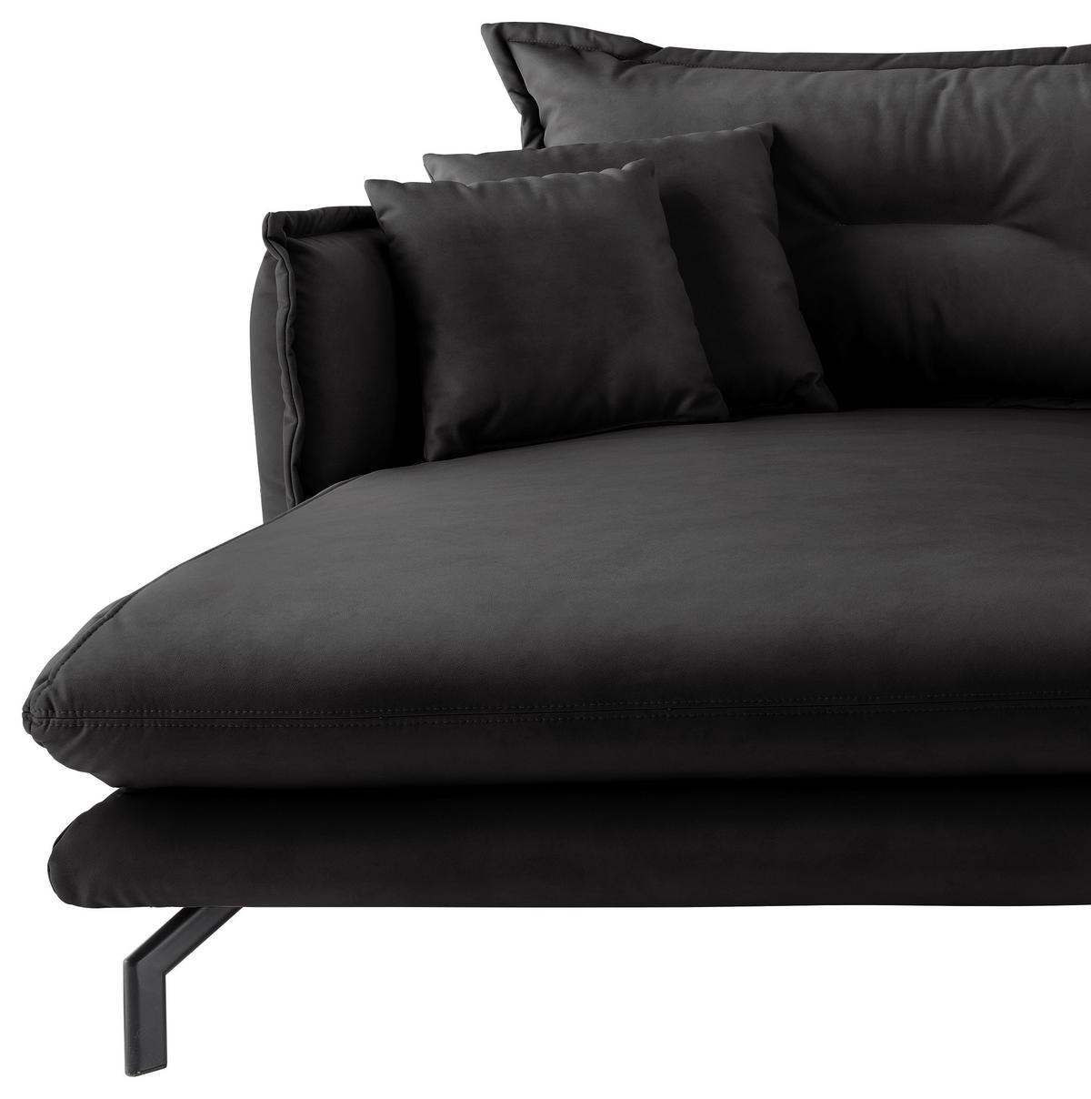 Ecksofa Lava Schwarz S: 180x255cm - Schwarz, MODERN, Textil (180/255cm) - Livetastic