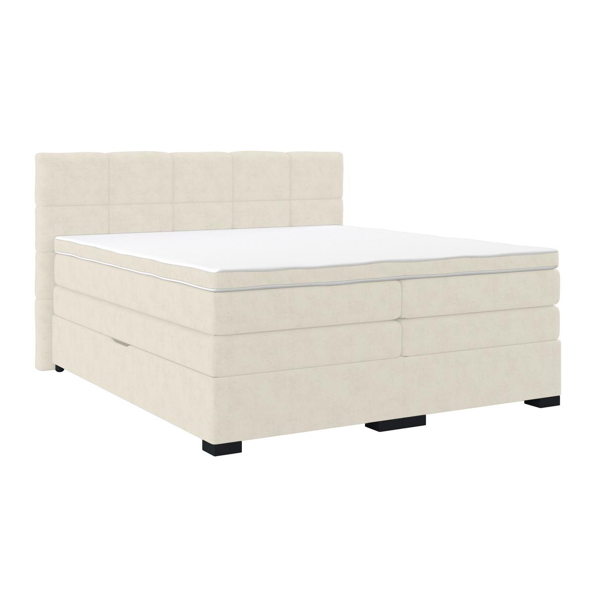 Boxspringbett April New Champagner, LF: 160x200cm - Champagner/Schwarz, KONVENTIONELL, Textil (160/200cm) - Sembella