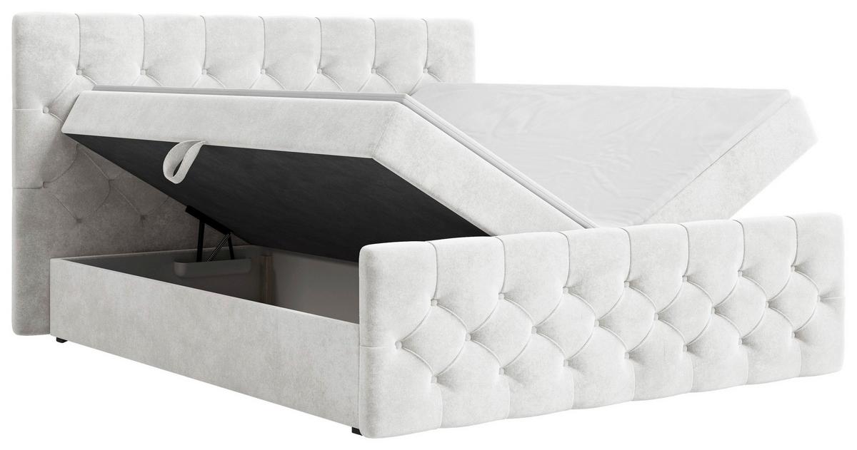 BOXBETT Karo Perlmutt 160x200cm - Perlmutt/Schwarz, MODERN, Holz (160/200cm) - MID.YOU