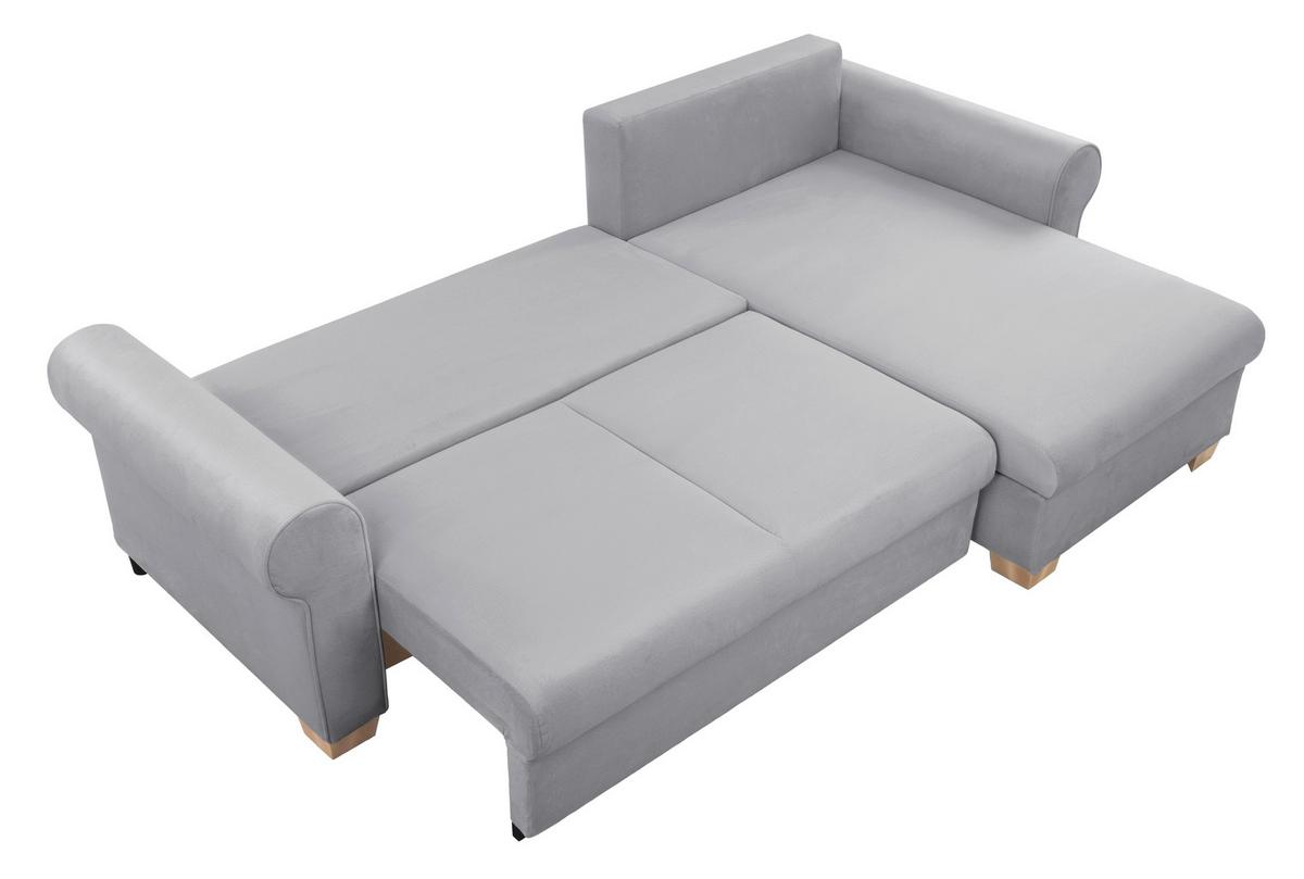 Ecksofa Arles Hellgrau 20 S: 266x161 Cm - Buchefarben/Hellgrau, Design, Textil (266/161cm) - MID.YOU