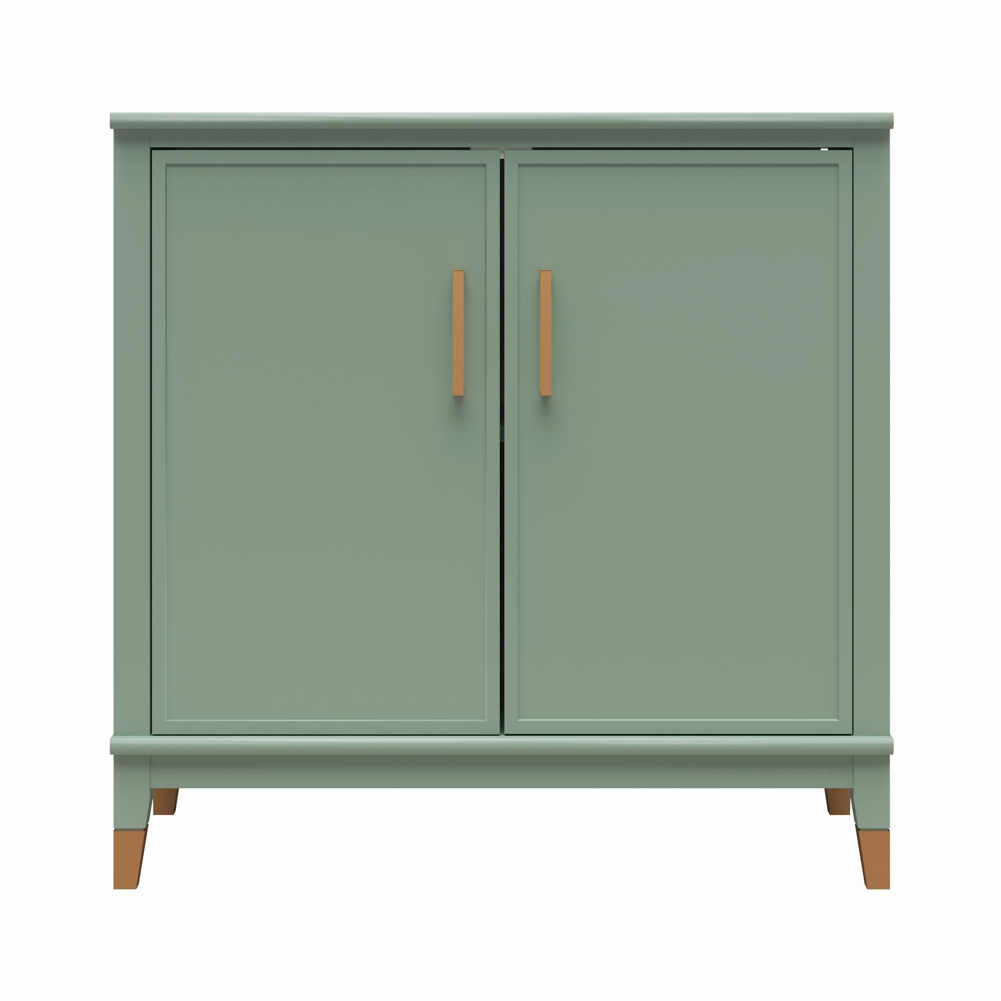 Highboard Westerleigh Hellgrün B: 86 cm - Goldfarben/Hellgrün, Design, Holzwerkstoff/Metall (86/85/41cm) - MID.YOU