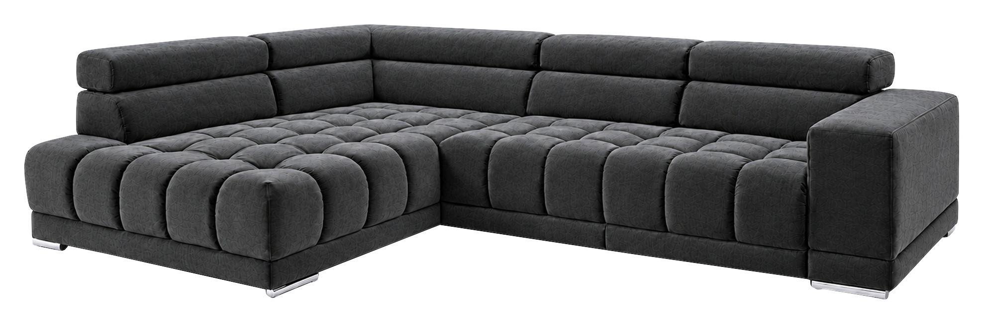 Sedacia súprava IBA, ľavá, antracitová, bez funkcií - chrómová/tyrkysová, Lifestyle, textil (222/323cm)