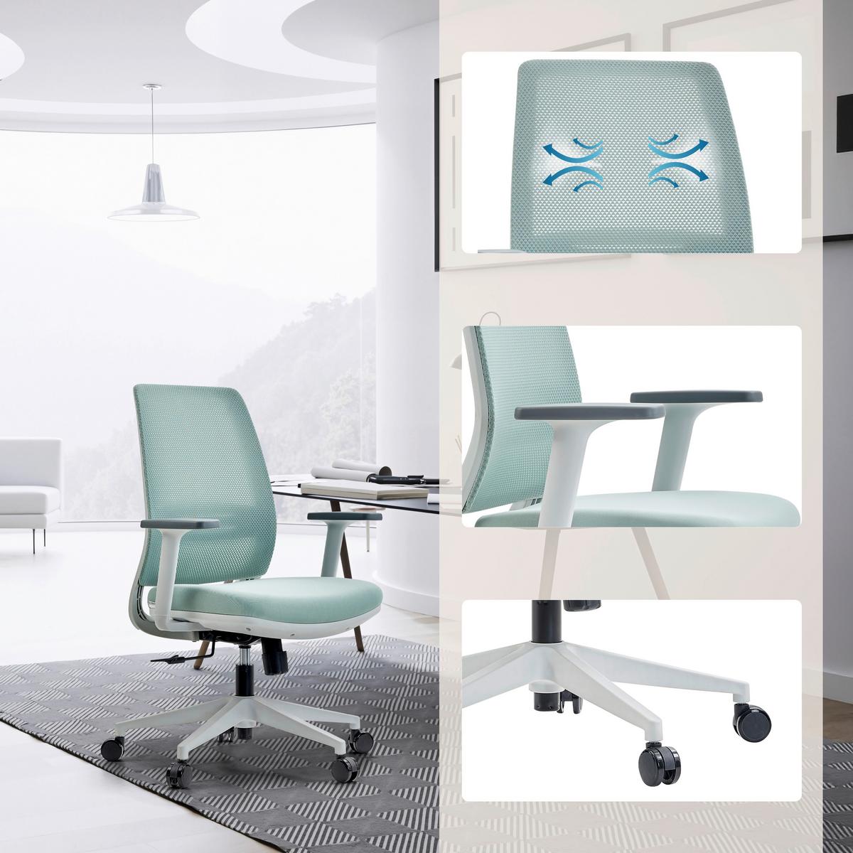 DREHSTUHL Profondo Eco Mintgrün B: 68cm - Weiß/Mintgrün, MODERN, Kunststoff/Textil (68/108/55cm) - MID.YOU