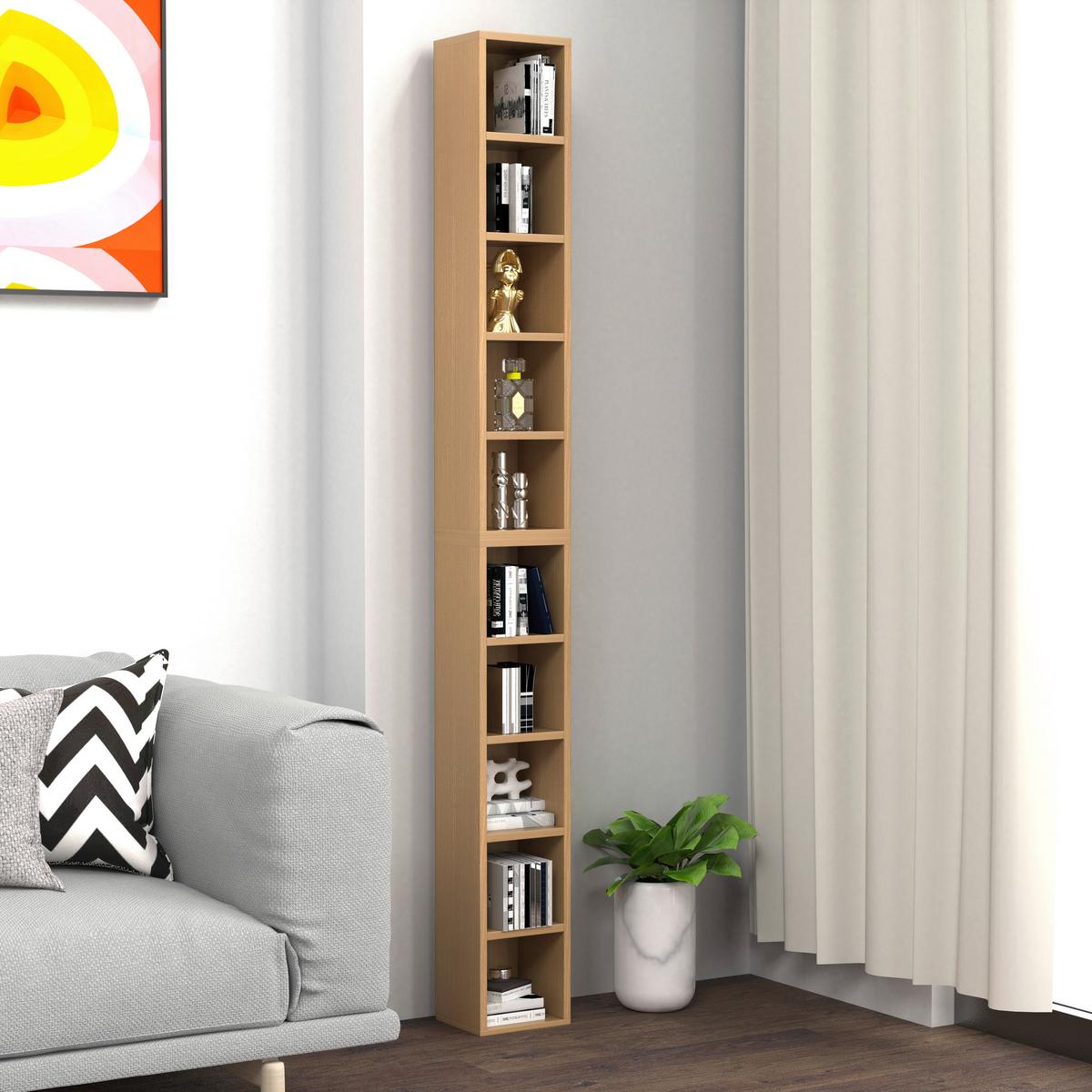 CD-Regal Megosa Buchenfarben Dekor - Buchefarben, Design, Holzwerkstoff (40/94/17cm) - MID.YOU