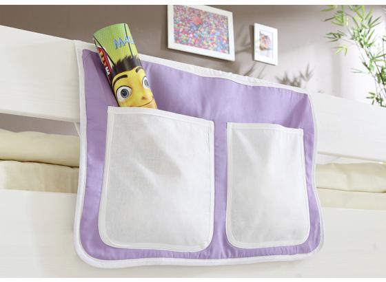 Betttasche aus Stoff in Lila/Beige