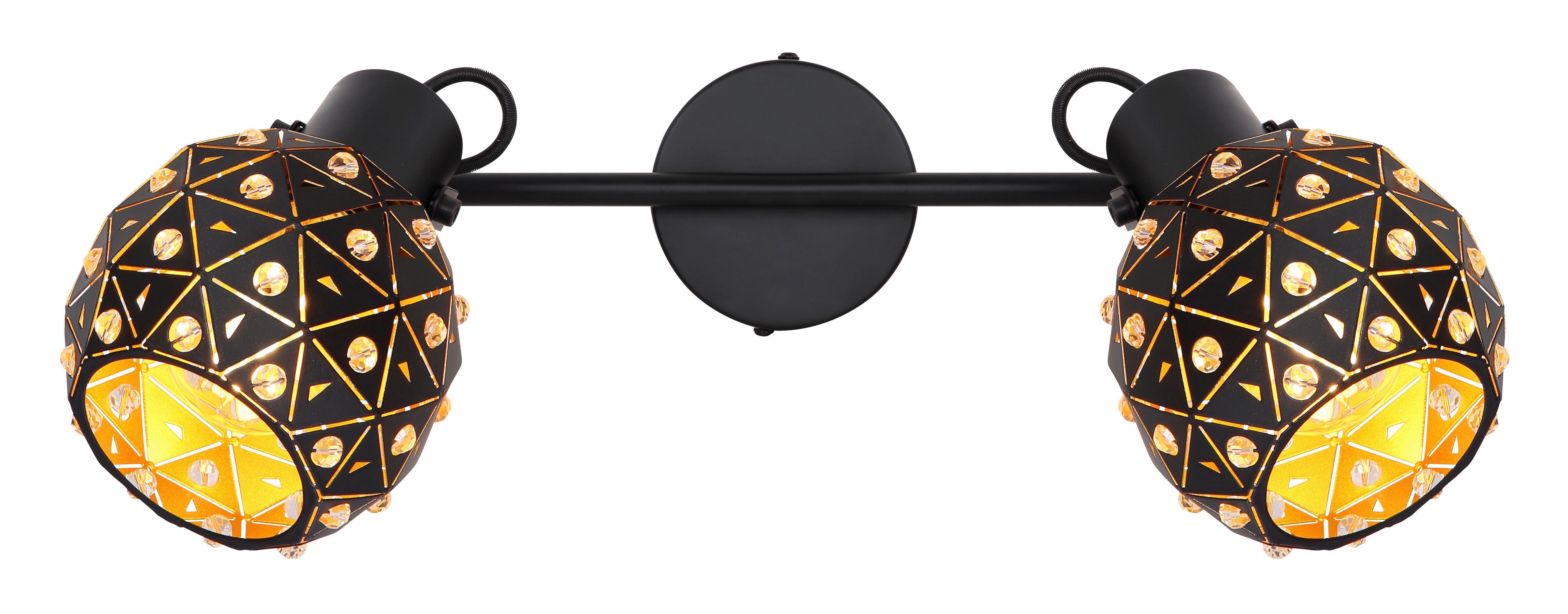 Strahler Jodie 2-flammig Verstellbar L: 35 Cm - Klar/Goldfarben, Basics, Glas/Metall (35/12/26cm) - Globo