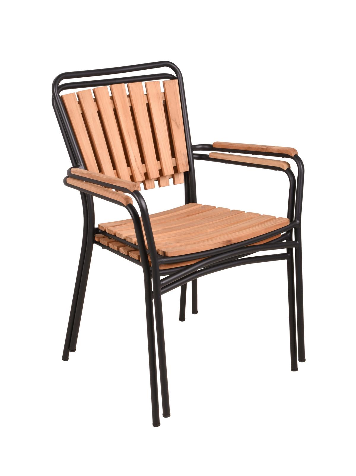 Stapelstuhl Covina - Schwarz/Braun, Basics, Holz/Metall (60/91/63cm) - Gardenson