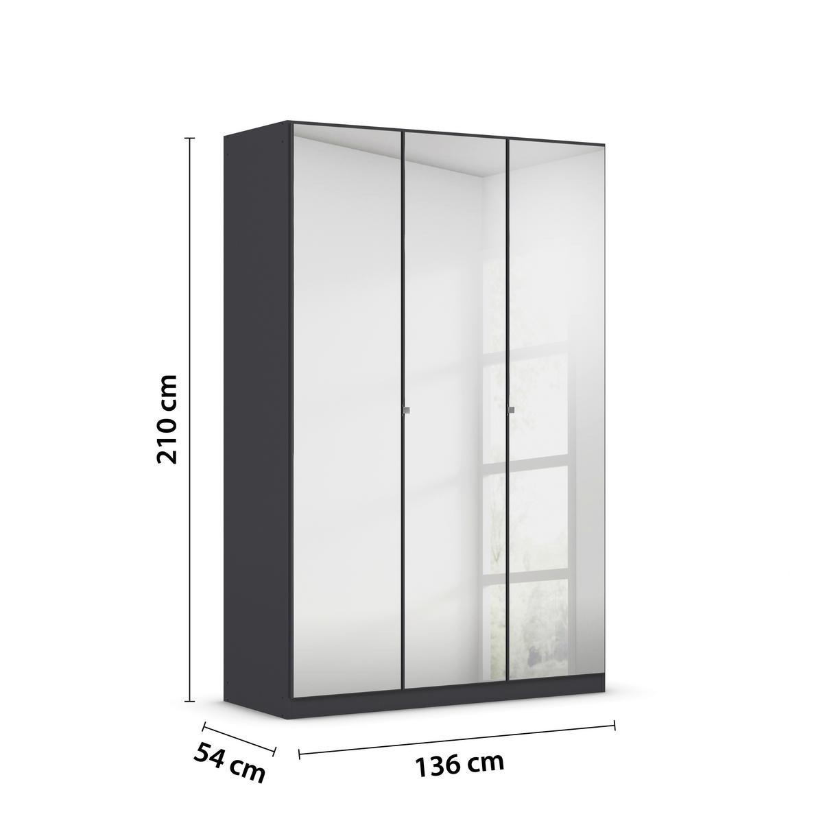 Kleiderschrank Reflect inkl. Inneneinteilung, 2 Körbe - Silberfarben/Grau, MODERN, Holzwerkstoff (136/210/54cm)