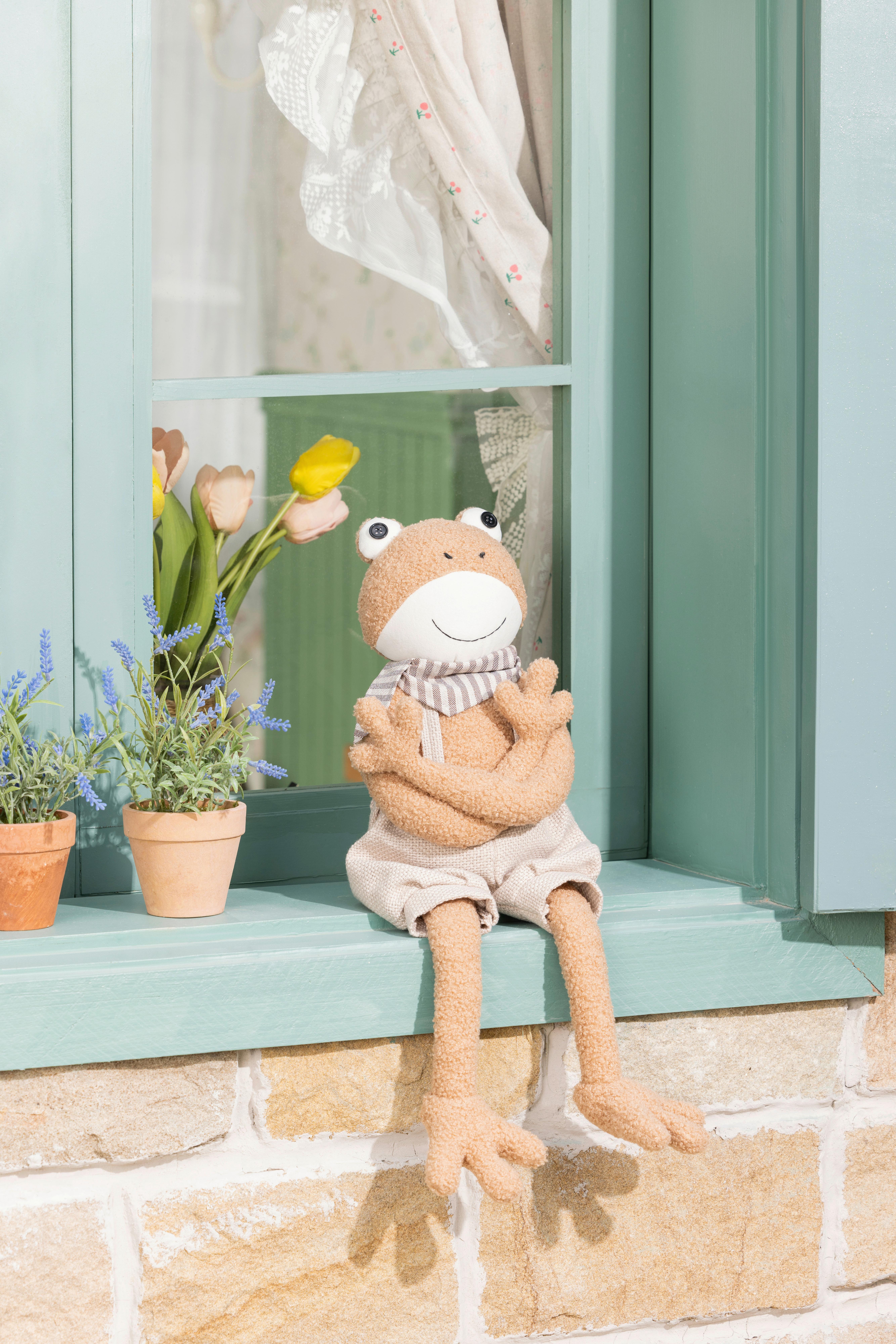 Dekofrosch Juan - Braun/Weiß, KONVENTIONELL, Kunststoff/Textil (16/12/53cm) - Luca Bessoni