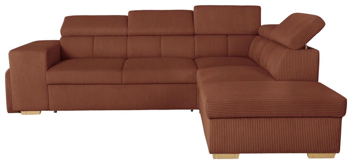 Ecksofa Sirius L terracotta, 267x218cm - Eichefarben/Terracotta, KONVENTIONELL, Holz/Holzwerkstoff (267/218cm)