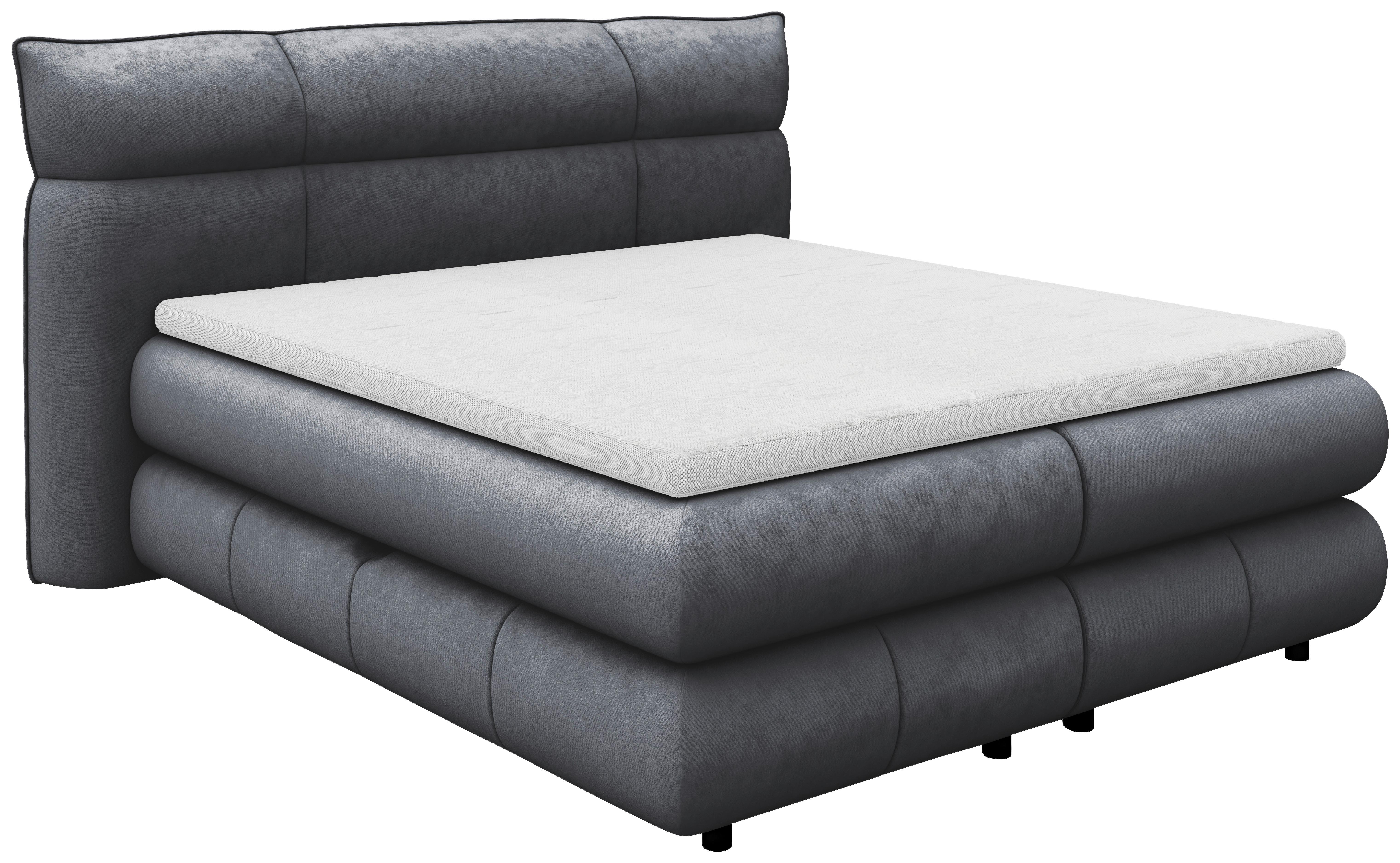 Boxspringbett Carmelo Anthrazit 180x200 cm - Anthrazit/Schwarz, Trend, Textil (180/200cm)