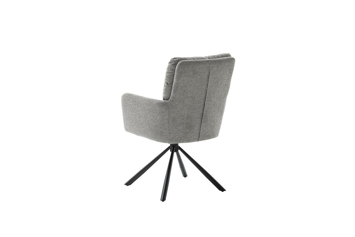Armlehnstuhl Utica Chenille Grau 180° Drehbar - Schwarz/Grau, KONVENTIONELL, Textil/Metall (60/92/67cm)