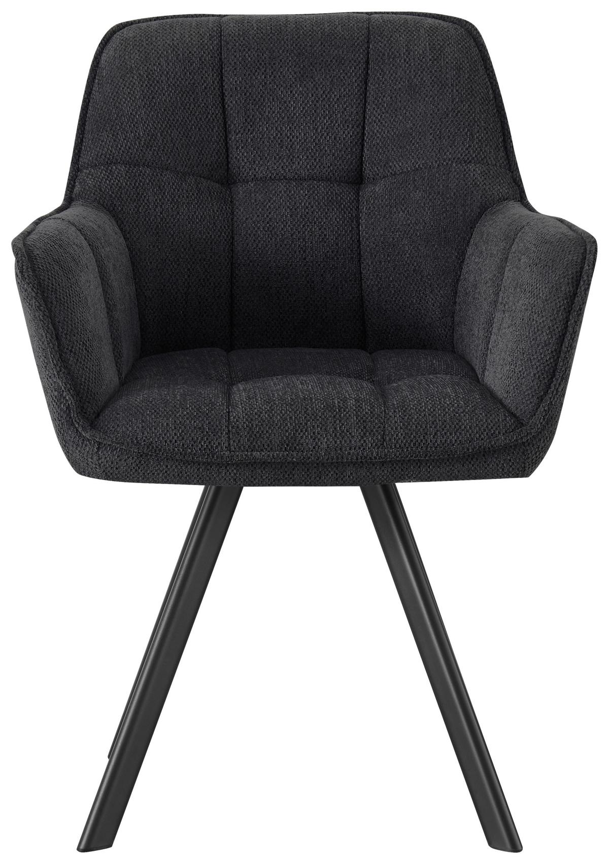 Armlehnstuhl Romy Dunkelgrau/schwarz Gepolstert - Dunkelgrau/Schwarz, MODERN, Textil/Metall (62/85/62cm)