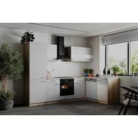 Eckküche Merle Weiß/Eichefarben B: 280cm - Eichefarben/Weiß, Basics, Holzwerkstoff (280/172cm) - Respekta