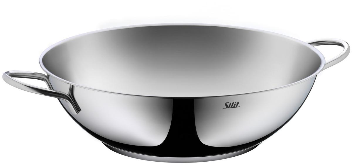 Wok D: 32 Cm Edelstahl Rostfrei - Silberfarben, MODERN, Metall (32cm) - Silit