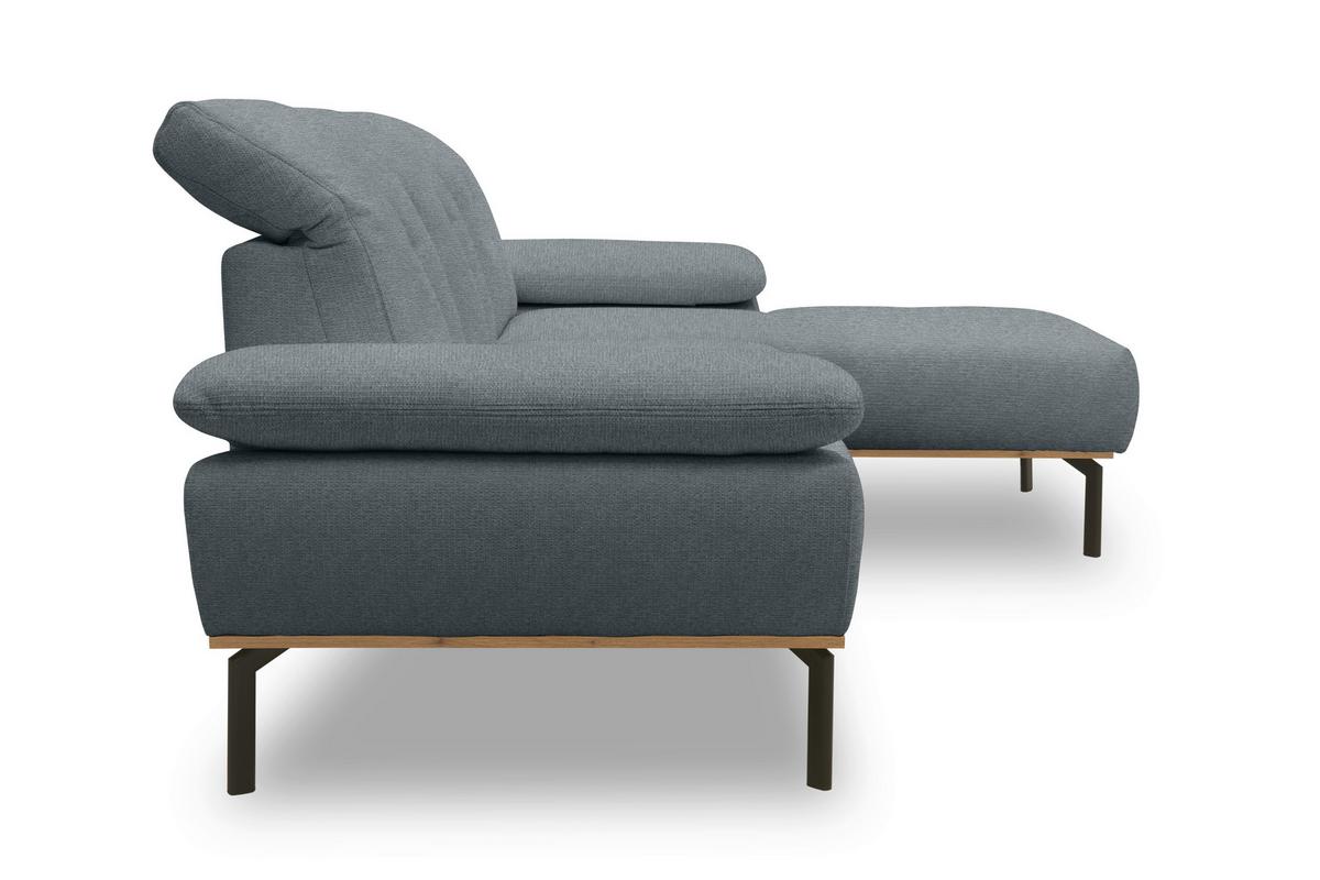 Ecksofa Grau S: 242x170 cm - Wildeiche/Schwarz, Design, Holz/Textil (242/170cm) - MID.YOU
