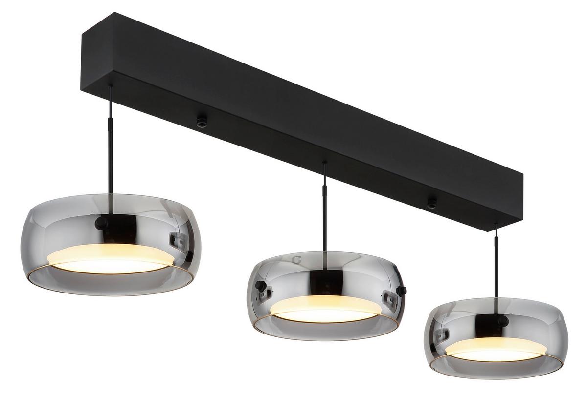 Led-hängeleuchte 3000k, 30w, 3000k - Schwarz/Weiß, Design, Glas/Kunststoff (85/20/120cm) - Globo