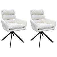 Armlehnstuhl-set Pura, Drehbar, Weiß 2er - Schwarz/Weiß, Design, Textil/Metall (58/88/64cm) - MID.YOU