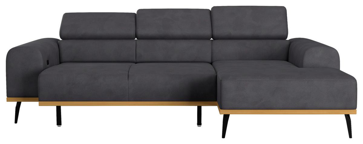 Ecksofa Schwarz Mit Sitzvorzug S: 244x157 cm - Schwarz, KONVENTIONELL, Textil (244/157cm) - Cotta