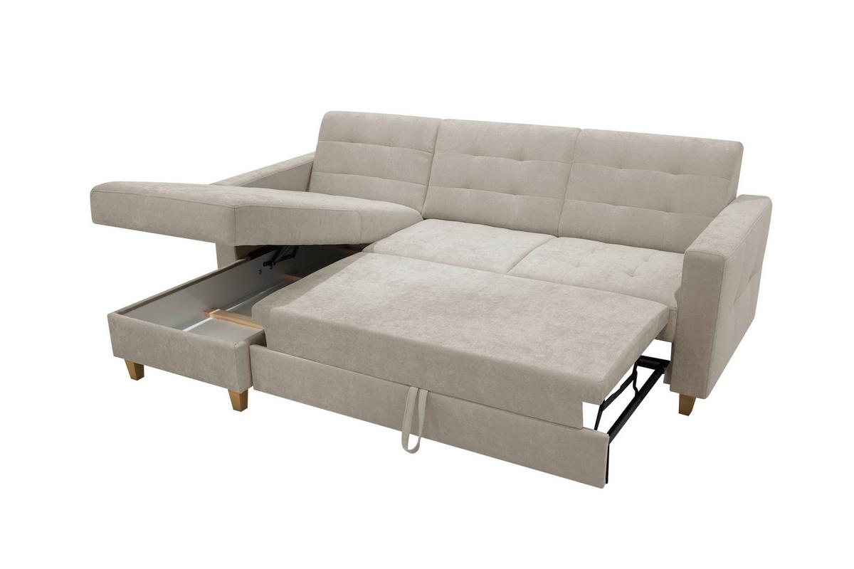 Rohová sedačka BJORN, oboustranná, krémová žinylka - krémová/přírodní barvy, Design, dřevo/textil (160/231cm) - Luca Bessoni