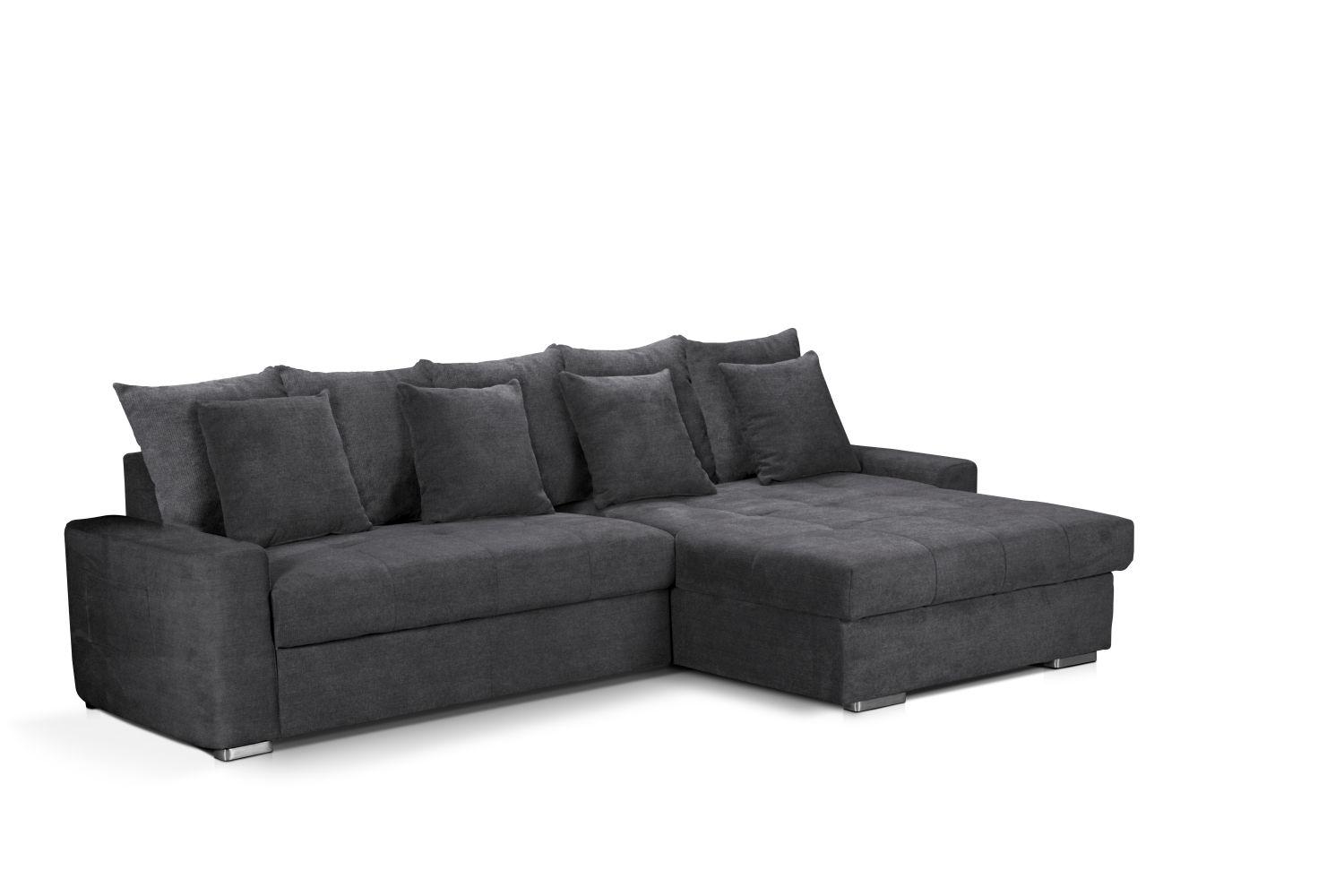 ROHOVÁ SEDAČKA SALVADOR - barvy stříbra/tmavě šedá, Moderní, kov/dřevo (293/164cm) - MID.YOU
