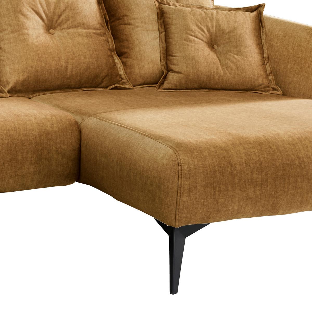 Ecksofa Baggio Mit Kissen Textil Gelb - Gelb/Schwarz, MODERN, Holz/Textil (277/162cm) - Livetastic
