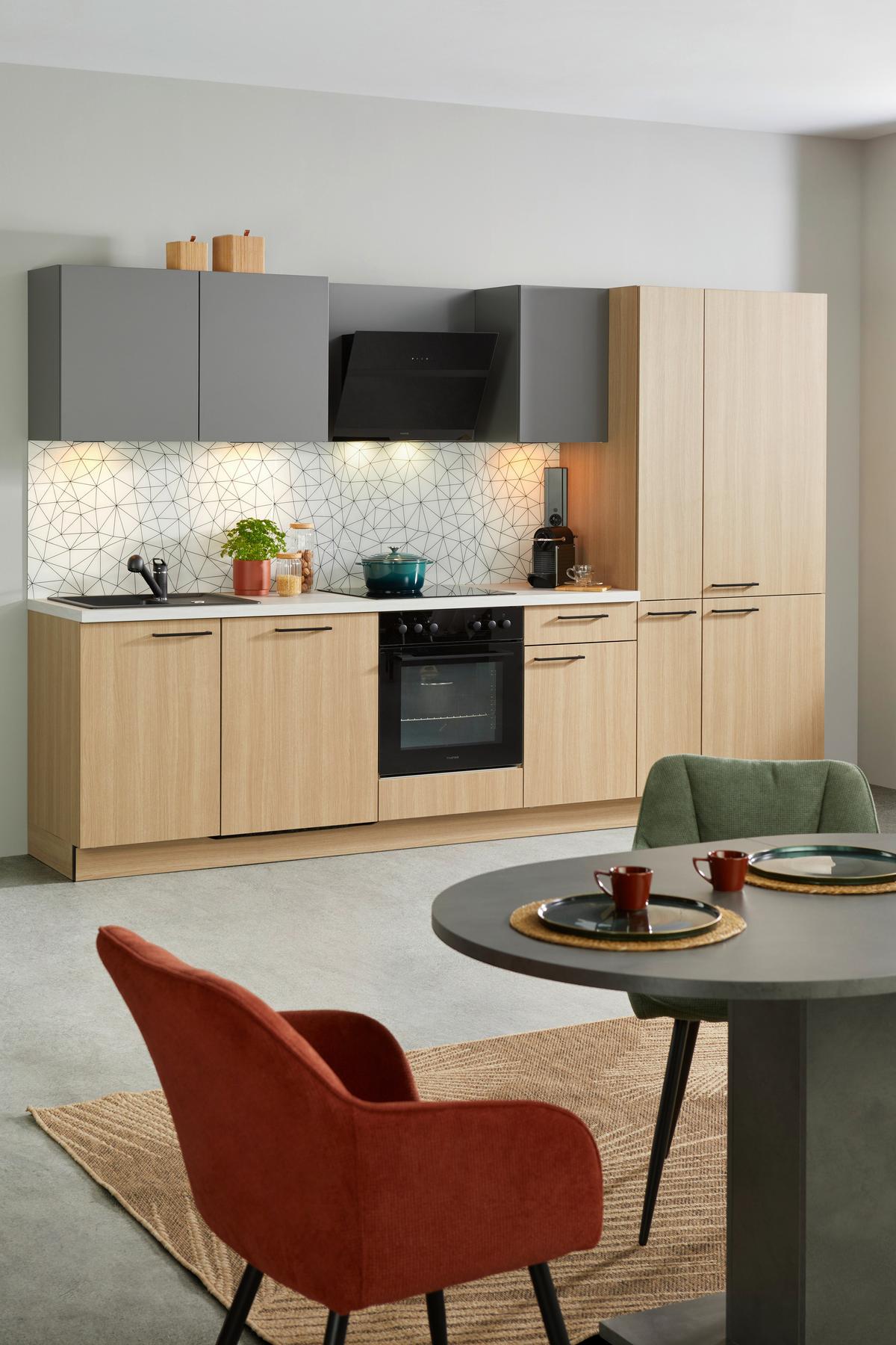 Küchenblock Plan/win - Eichefarben/Anthrazit, MODERN, Holzwerkstoff (310cm) - Express-Kuechen