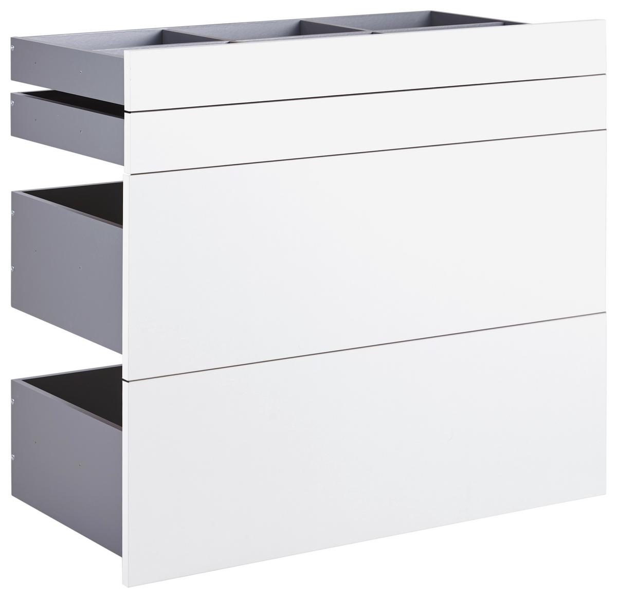 Schubladenset Unit Weiß B: 91 cm, Vollauszug - Weiß, MODERN, Holzwerkstoff (91/83/47cm) - Ondega