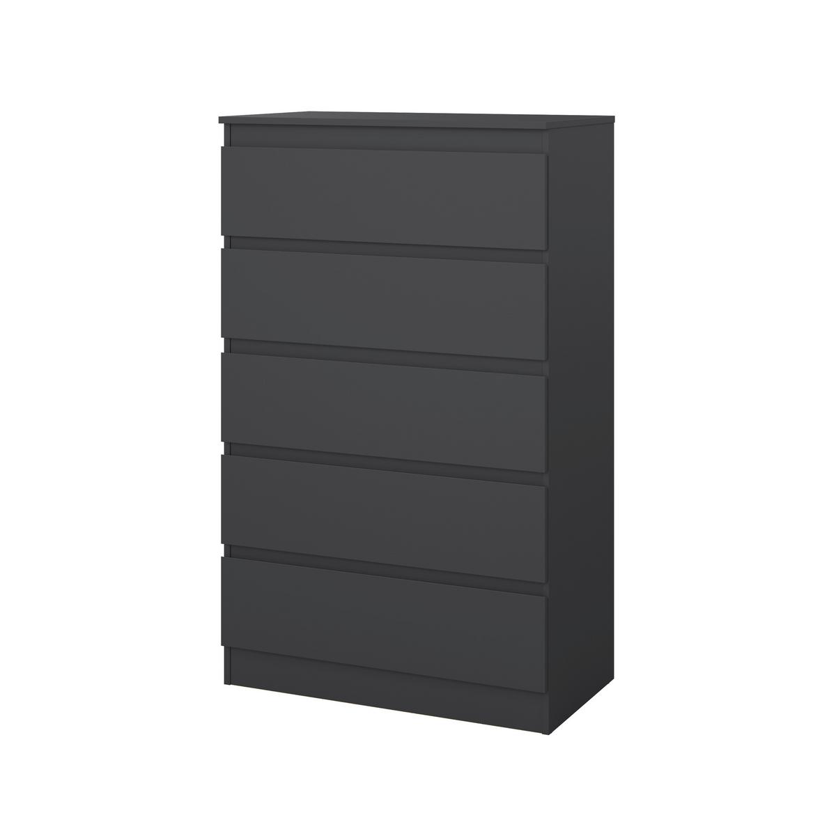 Komoda MARA 5 antracit - antracitová, Konvenční, dřevo/kompozitní dřevo (77/125/42cm) - Mömax