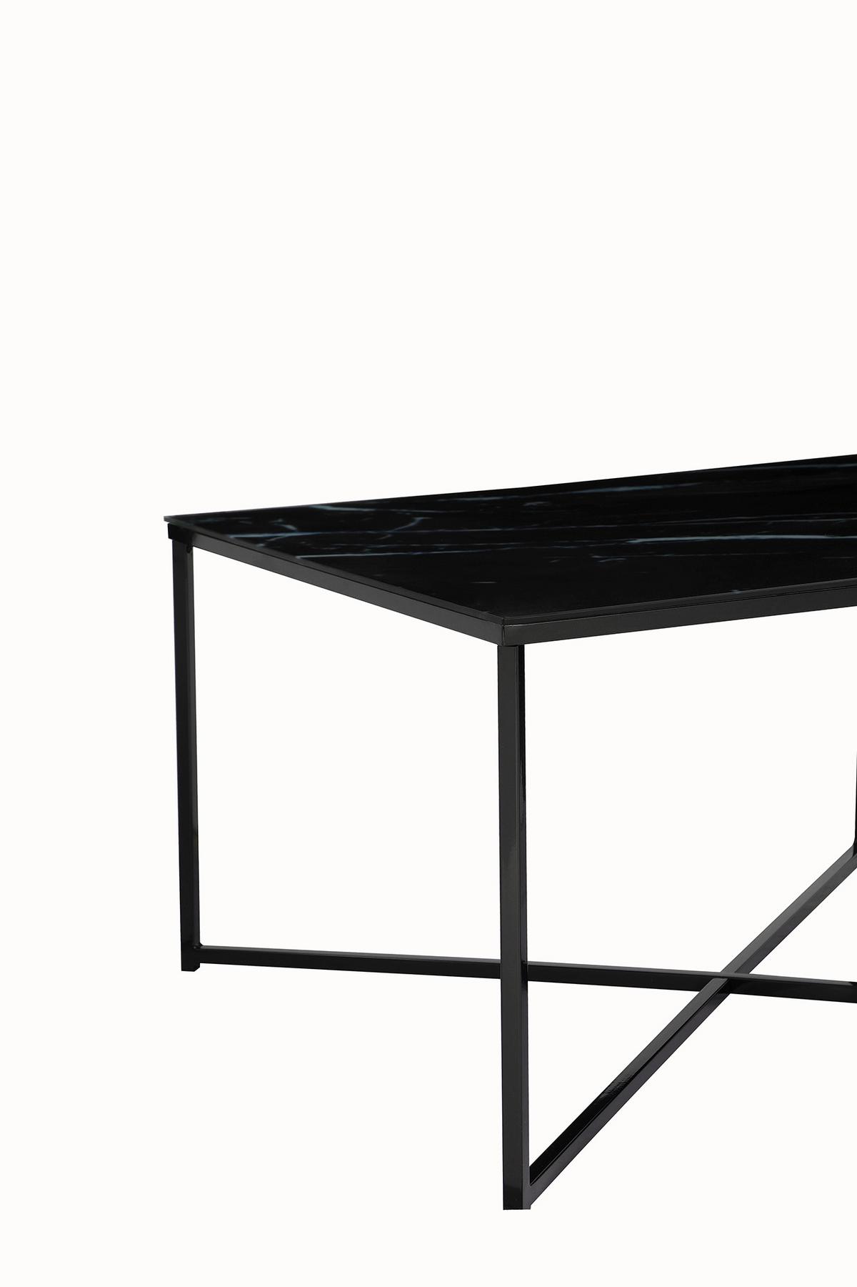 Couchtisch Schwarz/marmoroptik B: 80 Cm - Schwarz, Design, Glas/Metall (80/80/45cm) - Livetastic