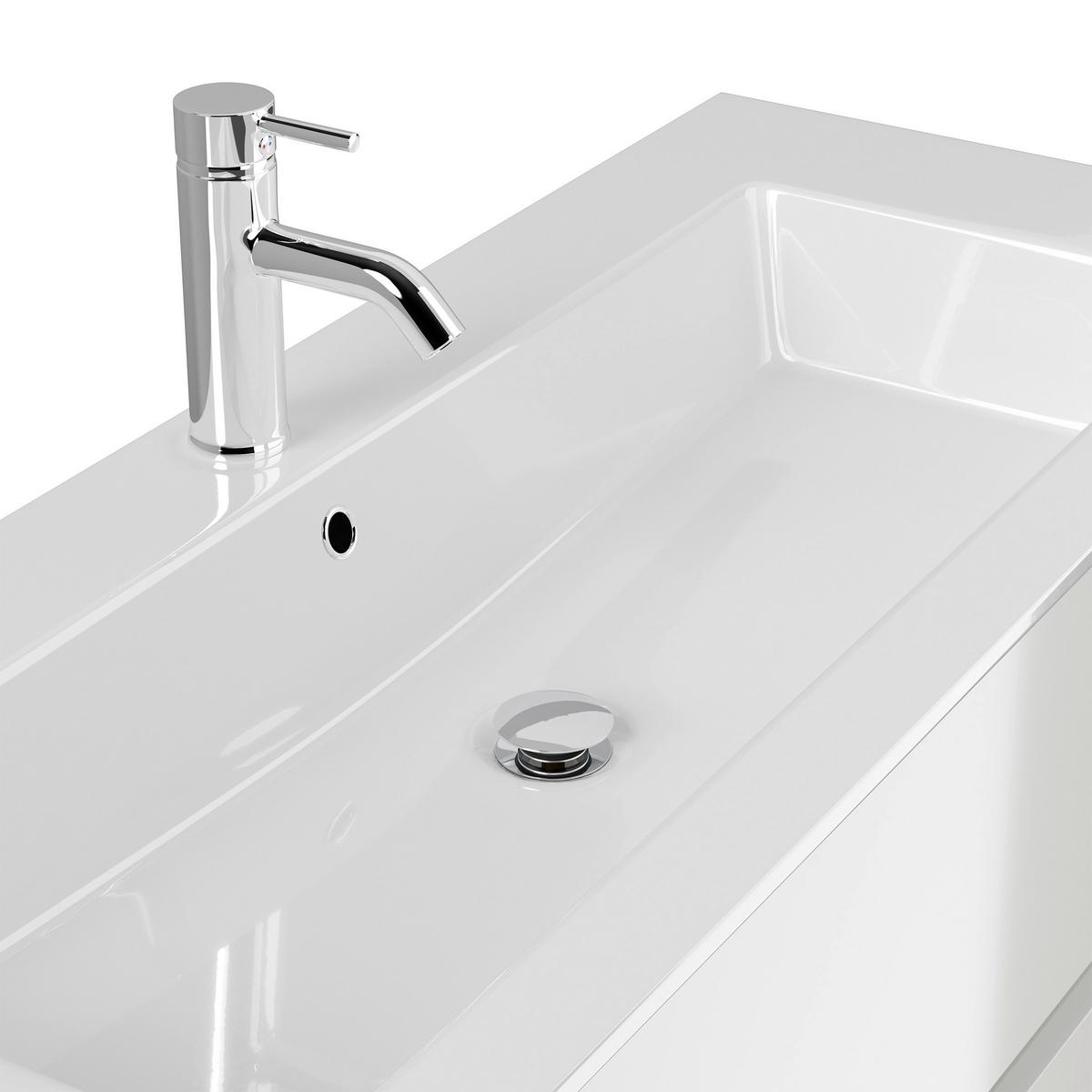 BADEZIMMER Limes, Weiß HG B:120 cm - Weiß Hochglanz/Weiß, Basics, Holzwerkstoff/Stein (120cm) - MID.YOU