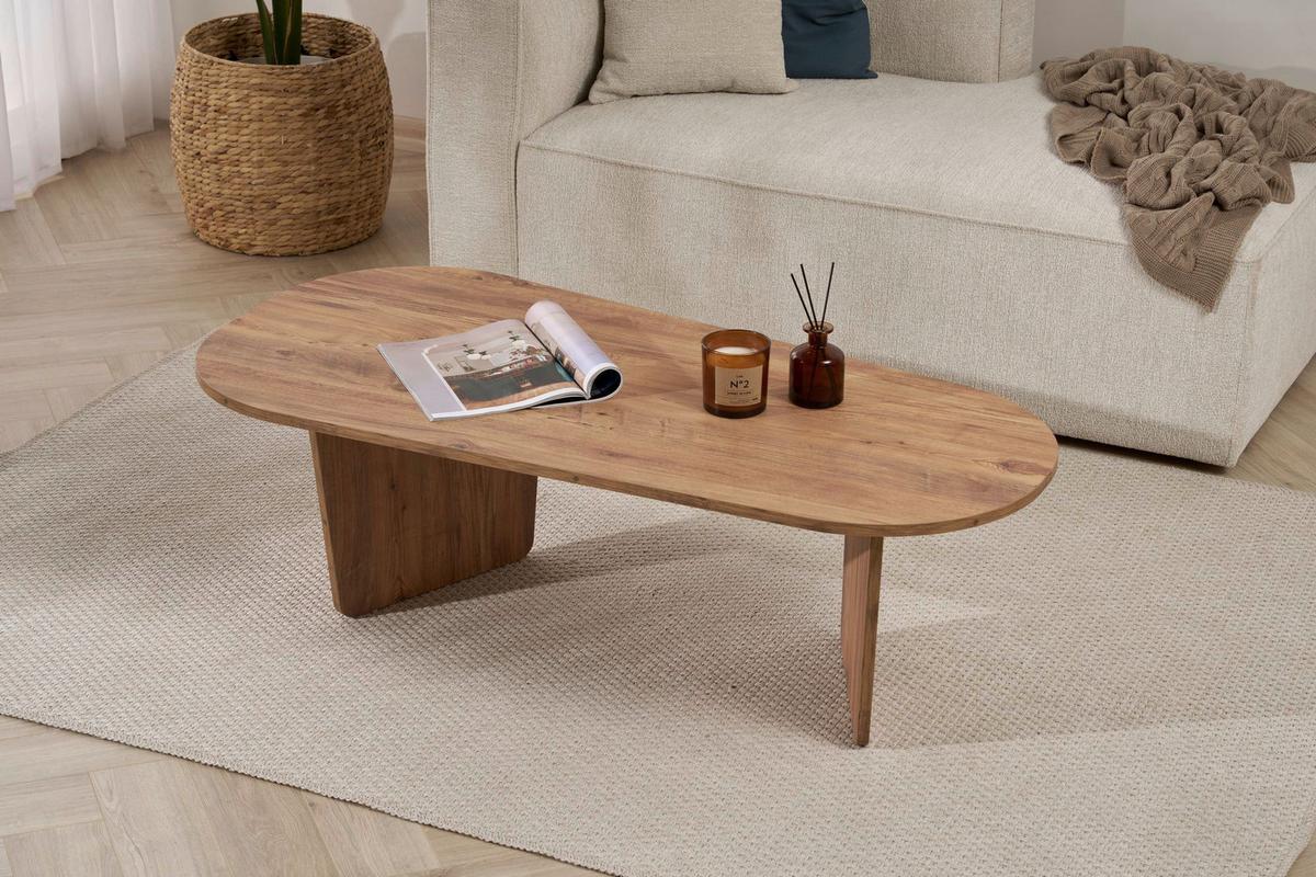 Couchtisch Ovalis Pinienfarben L: 130cm - Pinienfarben, Design, Holzwerkstoff (130/65/40cm) - MID.YOU
