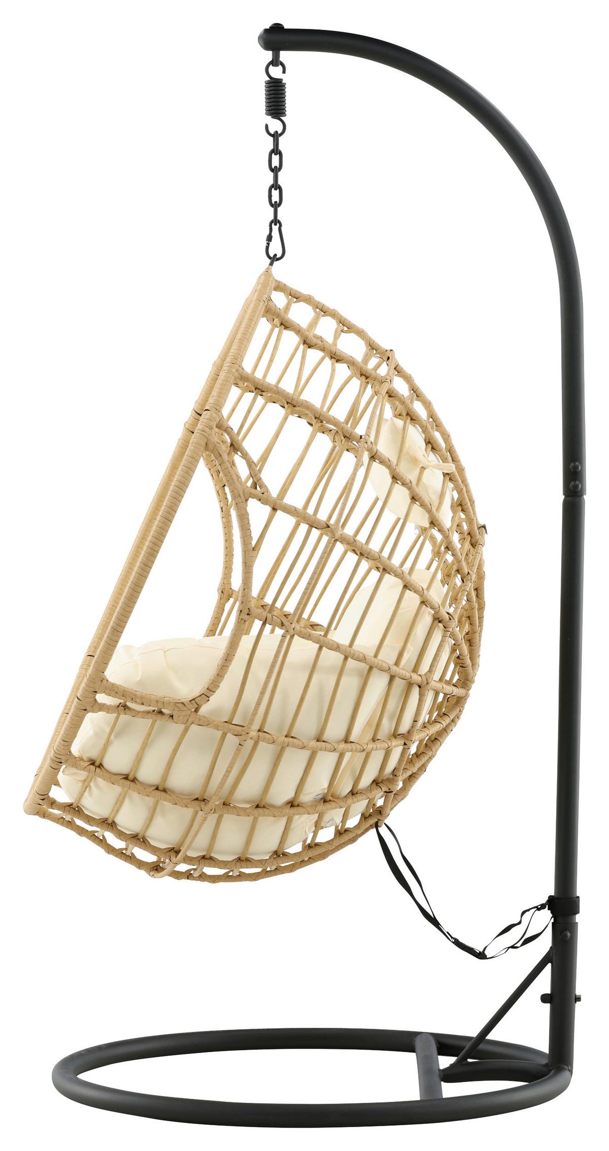 Hängesessel Mit Gestell Viga Mit Sitz- Und Rückenkissen - KONVENTIONELL, Holz (105/186/160cm) - Gardenson