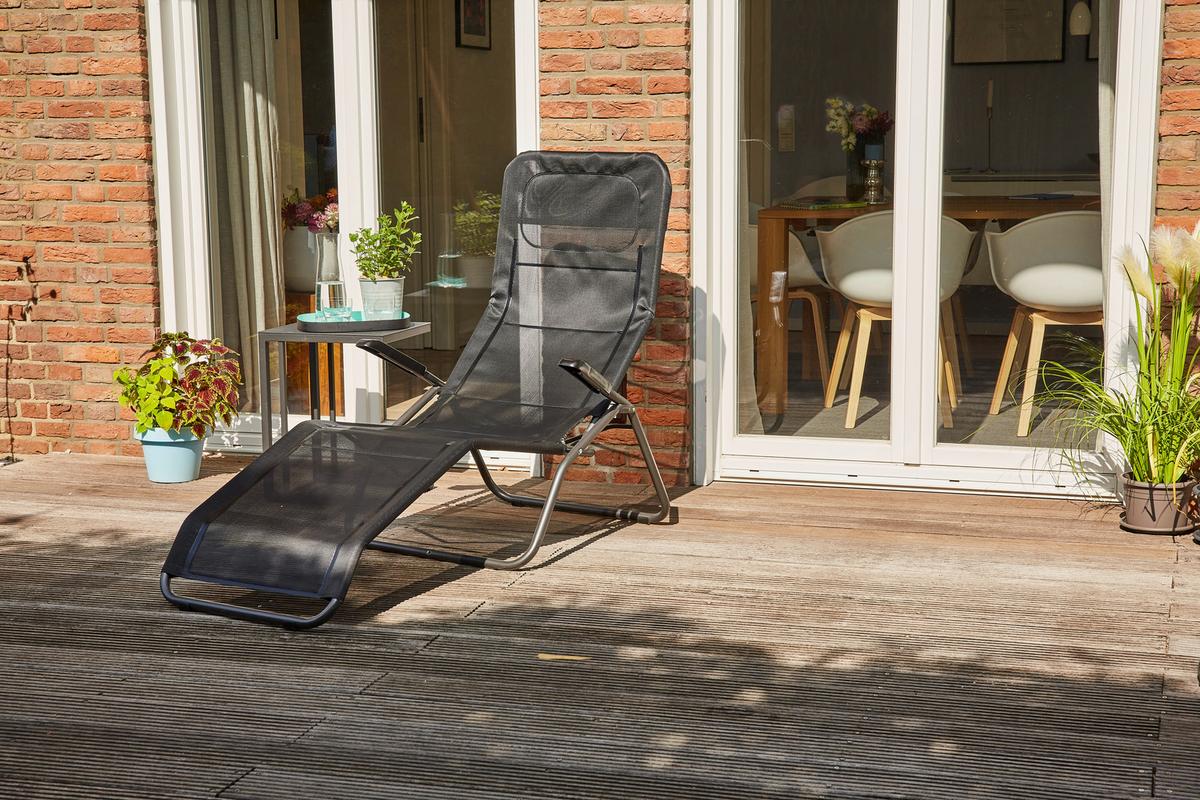 Sonnenliege J40968 Stahl Klappbar - Anthrazit/Schwarz, MODERN, Textil/Metall (72,5/103,5/144cm) - Siena Garden