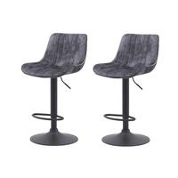 BARHOCKER-SET SABINE II H 2ER-SET - Anthrazit/Schwarz, MODERN, Textil/Metall (46/86-108/54cm) - P & B