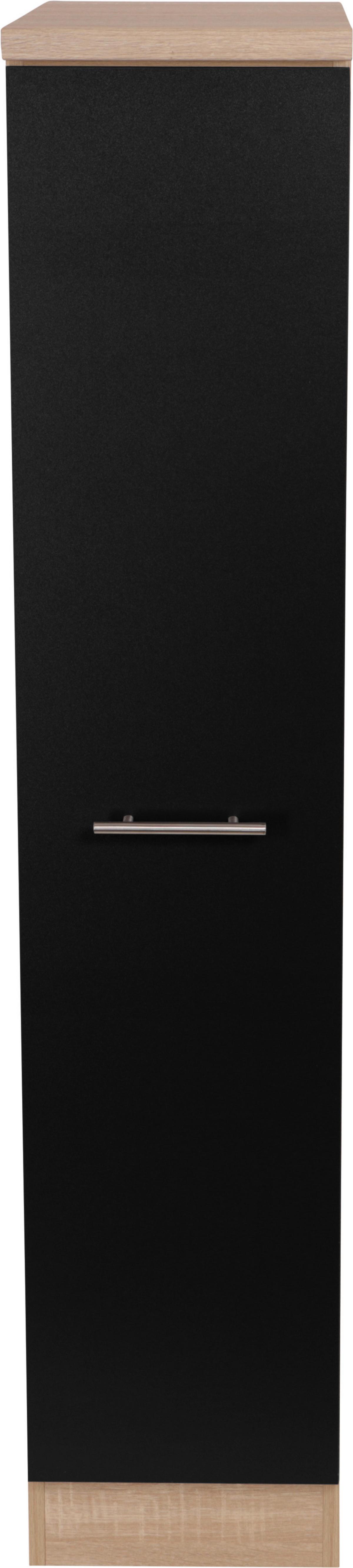 Apothekerschrank Merle Schwarz, Eiche Dekor B: 30cm - Eichefarben/Schwarz, Basics, Holzwerkstoff (30/144,8/60cm) - Respekta