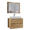 Bademöbel-Set 3-Tlg. Flandu 60 cm Eiche Dekor - Honigeiche/Weiß, MODERN, Keramik/Holzwerkstoff (60cm) - MID.YOU