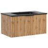 Waschbecken mit Unterschrank Chester B: 80 cm - Eiche Wotan/Schwarz, MODERN, Holzwerkstoff/Stein (80cm) - Held
