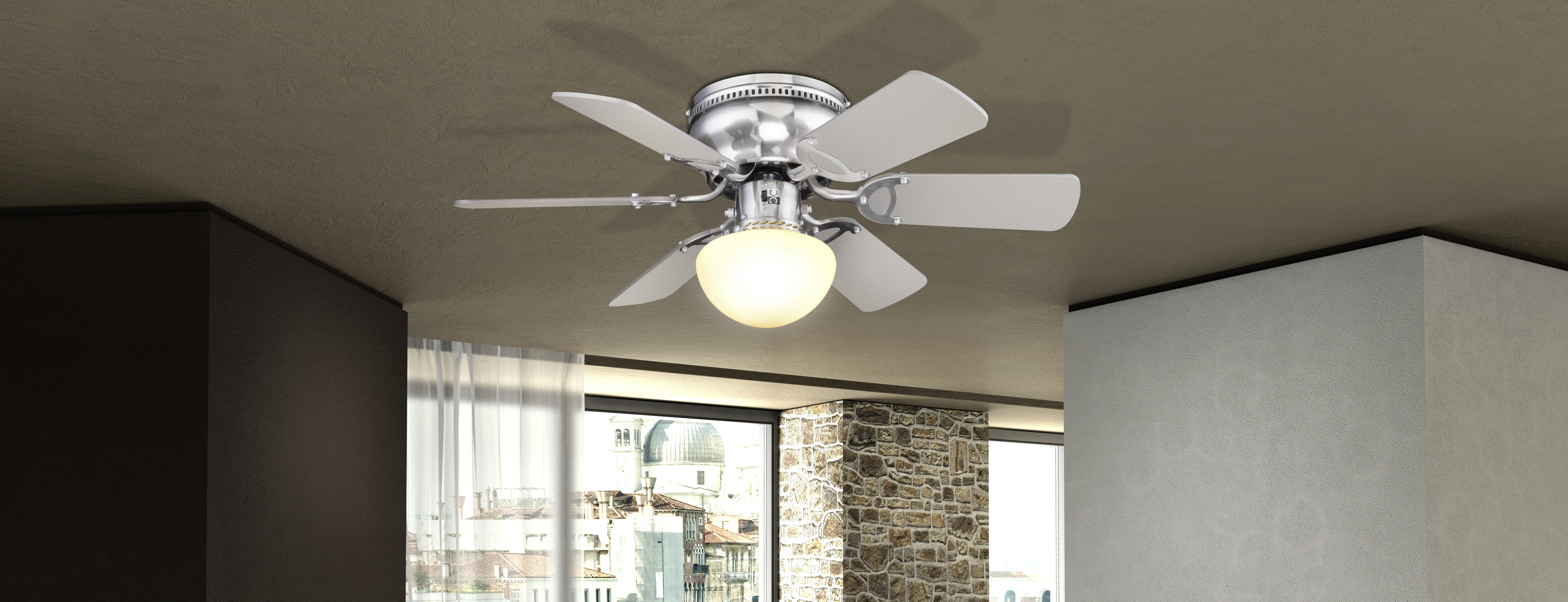 Stropní Ventilátor Ugo - šedá/hnědá, Basics, kov/dřevo (76/28cm) - Globo