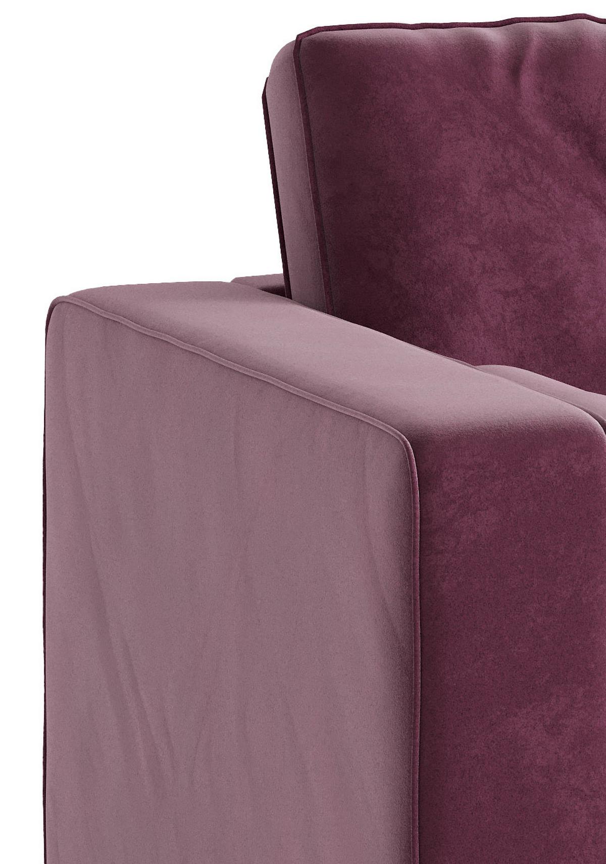 Ecksofa Scott - Edelstahlfarben/Weinrot, Design, Textil (205/259cm) - Livetastic