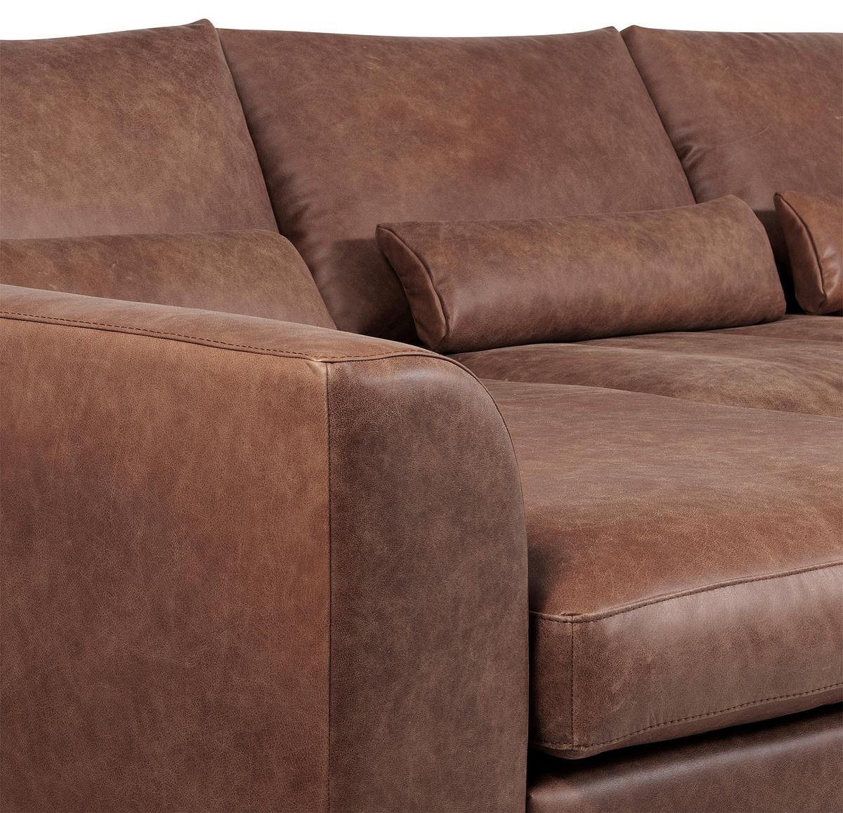 Ecksofa Berlin Braun S: 172 cm - Schwarz/Braun, Design, Leder (172/313cm) - Livetastic