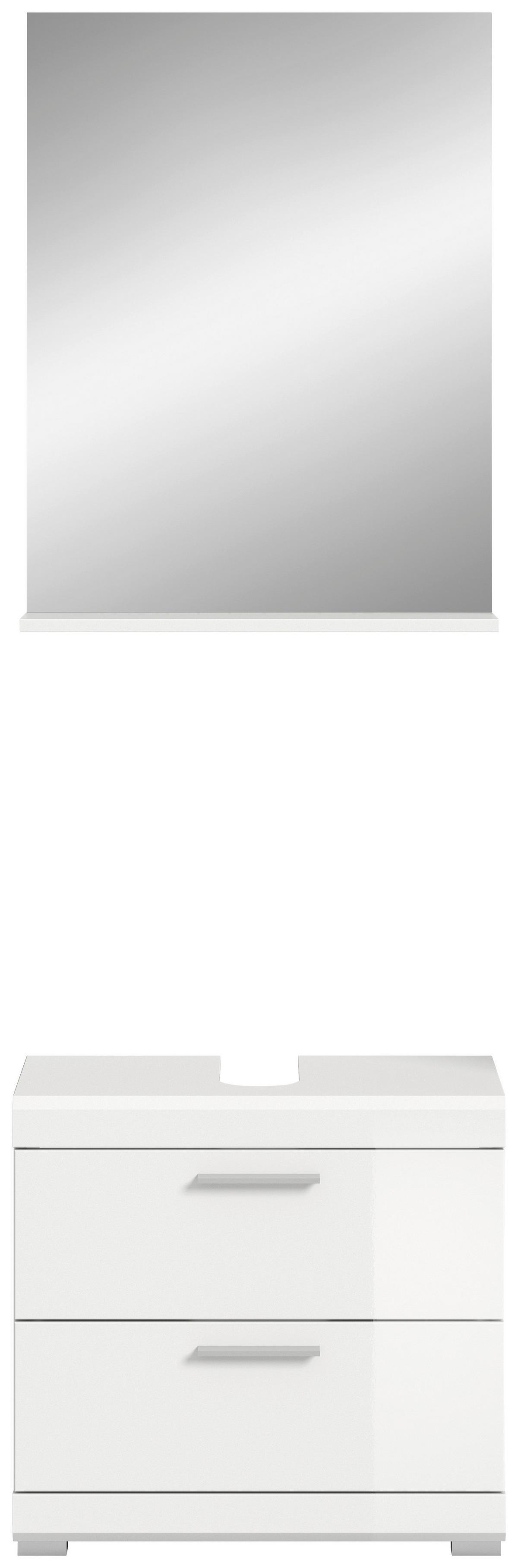 Badezimmer Scout Weiß B: 60 Cm - Weiß Hochglanz/Silberfarben, MODERN, Glas/Holzwerkstoff (60cm) - MID.YOU