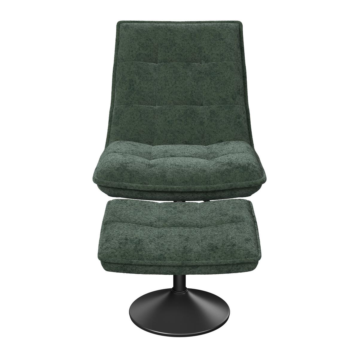 Relaxliege Kairo grün Sitzfläche drehbar, B: 71 cm - Schwarz/Grün, MODERN, Holz/Textil (71/88/89cm)