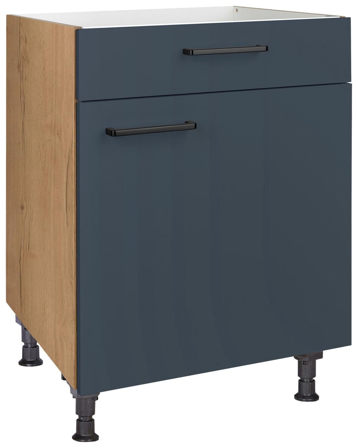 Kochfeldumbauschrank Easytouch - Blau/Eichefarben, MODERN, Holzwerkstoff (60/87/56cm) - Nobilia